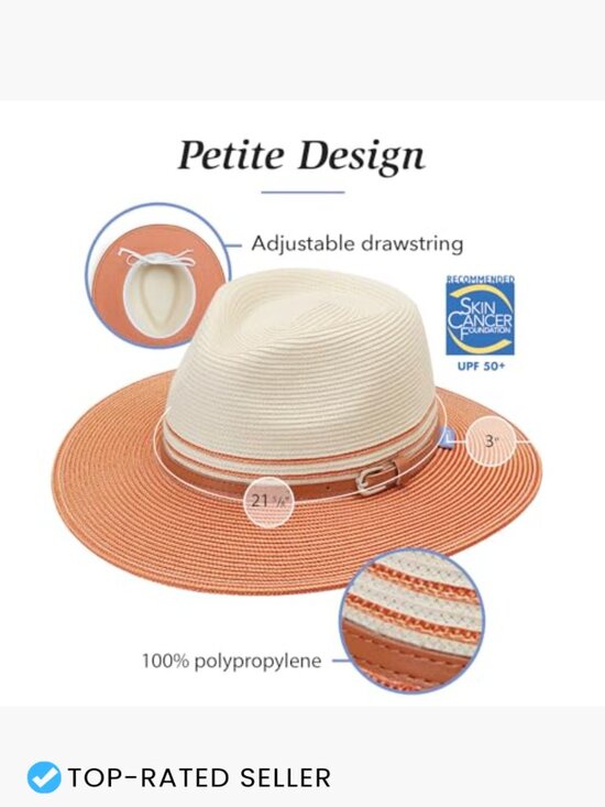 Wide Brim Fedora Hat UPF 50+ Sun Protection Packable Adjustable Travel main image 5